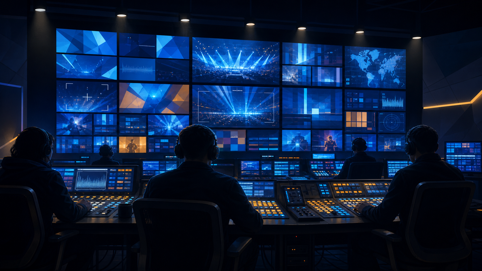 Control room broadcast durante un evento live